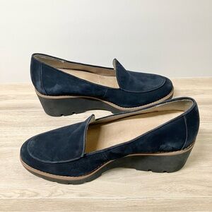 VIONIC Ava Suede Wedge Loafer Slip-On Size 9 WIDE Comfort Work Office Minimalist